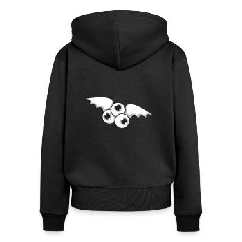 Fledermaus Ungeheuer Halloween Geschenk Augen - Frauen Premium Bio Zip Hoodie - Schwarz - Hinten - Julia (174cm)