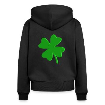 Trèfle à quatre feuilles - Sweat à capuche zippé Premium bio Femme - noir - Dos - Julia (174cm)