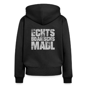 Echtes Boarisches Madl - Shirt für - Frauen Premium Bio Zip Hoodie - Schwarz - Hinten - Julia (174cm)