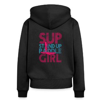 Stand up paddle girl - Frauen Premium Bio Zip Hoodie - Schwarz - Hinten - Julia (174cm)