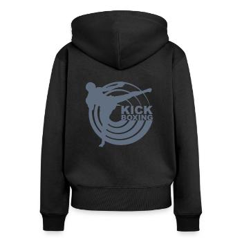 Kickboxen - Frauen Premium Bio Zip Hoodie - Schwarz - Hinten - Julia (174cm)