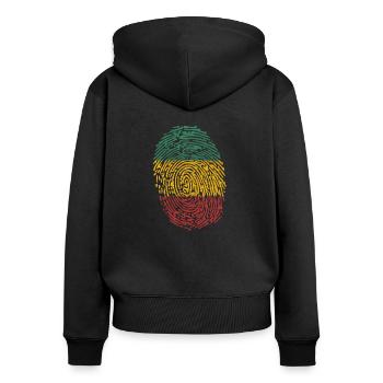 Peace Frieden Hippie Reggae Geschenk - Frauen Premium Bio Zip Hoodie - Schwarz - Hinten - Julia (174cm)