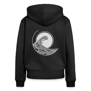 vague - Sweat à capuche zippé Premium bio Femme - noir - Dos - Julia (174cm)