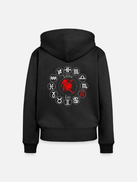 Sternzeichen Löwe - Frauen Premium Bio Zip Hoodie - Schwarz