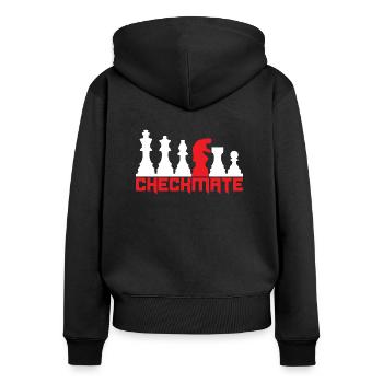 Schach matt - Frauen Premium Bio Zip Hoodie - Schwarz - Hinten - Julia (174cm)