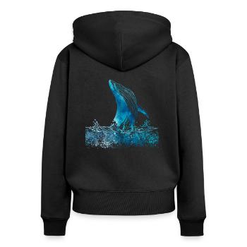 watercolor whale - Frauen Premium Bio Zip Hoodie - Schwarz - Hinten - Julia (174cm)