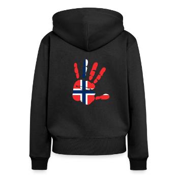 Norwegen - Frauen Premium Bio Zip Hoodie - Schwarz - Hinten - Julia (174cm)