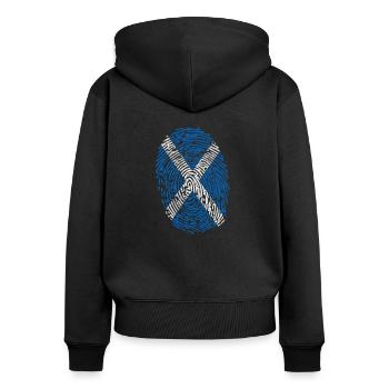 Schottland Whiskey Haggis Glasgow Geschenk - Frauen Premium Bio Zip Hoodie - Schwarz - Hinten - Julia (174cm)