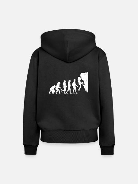 Evolution Rock Climber - Frauen Premium Bio Zip Hoodie - Schwarz