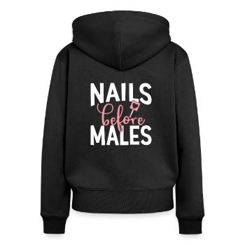 Cadeau de beauté ongles vernis à ongles - Sweat à capuche zippé Premium bio Femme - noir - Dos - Julia (174cm)