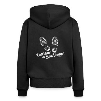 Camino de Santiago. St. James. T-shirt - Women's Premium Organic Zip Hoodie - black - Back - Julia (174cm)
