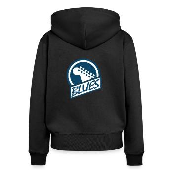 Blues - Frauen Premium Bio Zip Hoodie - Schwarz - Hinten - Julia (174cm)