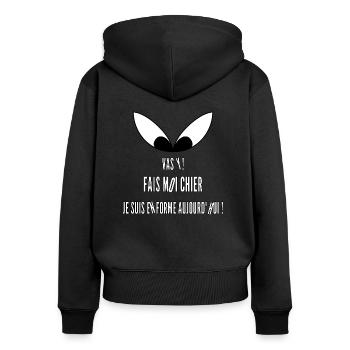 Je Suis En Forme - Sweat à capuche zippé Premium bio Femme - noir - Dos - Julia (174cm)