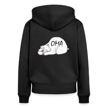Peluche douce mamie ours endormi - Sweat à capuche zippé Premium bio Femme - noir - Dos - Julia (174cm)