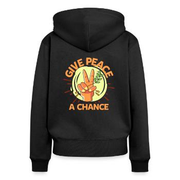 Peace - Women's Premium Organic Zip Hoodie - black - Back - Julia (174cm)