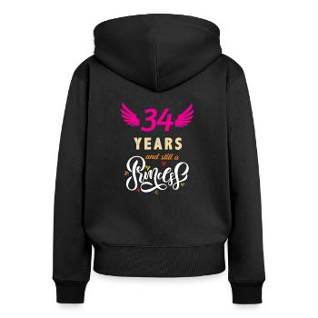 34 years still a princess - Frauen Premium Bio Zip Hoodie - Schwarz - Hinten - Julia (174cm)