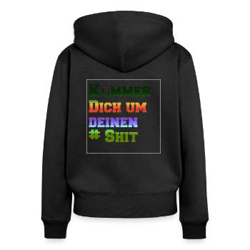 Kümmer dich um Deinen Shit Tropical - Frauen Premium Bio Zip Hoodie - Schwarz - Hinten - Julia (174cm)