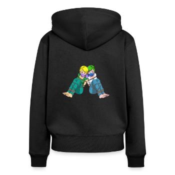 MANGA ZWILLINGE GIRLS GEFESSELT ULTRA HÜBSCH - Frauen Premium Bio Zip Hoodie - Schwarz - Hinten - Julia (174cm)