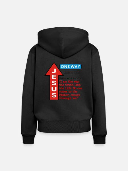 JESUS ONE WAY - Women's Premium Organic Zip Hoodie - black