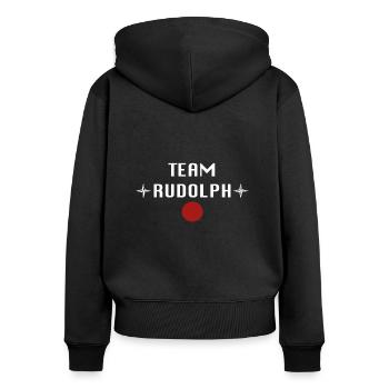 christmas rudolph red funny lustig geschenkidee - Frauen Premium Bio Zip Hoodie - Schwarz - Hinten - Julia (174cm)