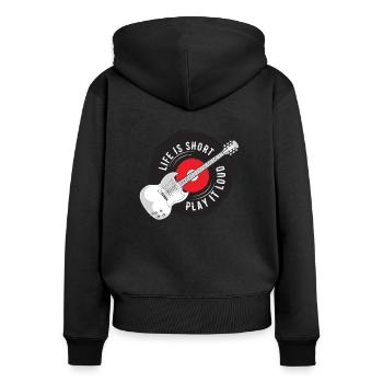 Enregistrement de guitare - Sweat à capuche zippé Premium bio Femme - noir - Dos - Julia (174cm)