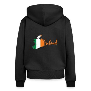 Irlande - Sweat à capuche zippé Premium bio Femme - noir - Dos - Julia (174cm)
