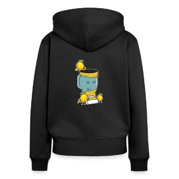 Die Zitronen Rache an dem Mixer - Frauen Premium Bio Zip Hoodie - Schwarz - Hinten - Julia (174cm)