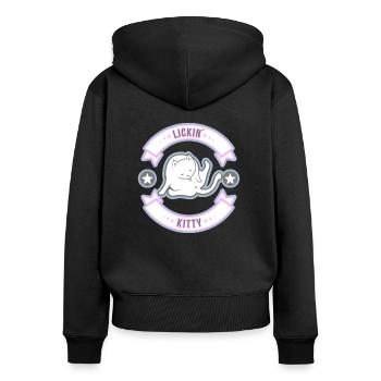 Lickin 'Kitty Superstar - Sweat à capuche zippé Premium bio Femme - noir - Dos - Julia (174cm)