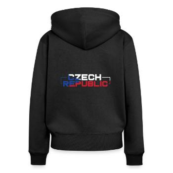Tschechien - Frauen Premium Bio Zip Hoodie - Schwarz - Hinten - Julia (174cm)