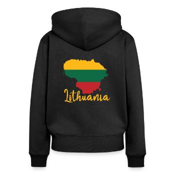 Litauen - Frauen Premium Bio Zip Hoodie - Schwarz - Hinten - Julia (174cm)