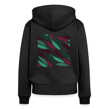 feuilles d'automne tombant - Sweat à capuche zippé Premium bio Femme - noir - Dos - Julia (174cm)