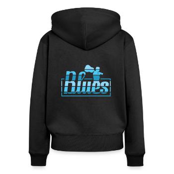 Blues - Frauen Premium Bio Zip Hoodie - Schwarz - Hinten - Julia (174cm)