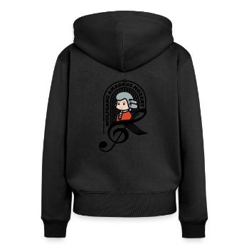 Mozart Doux Portrait Note Noir Cool cadeau - Sweat à capuche zippé Premium bio Femme - noir - Dos - Julia (174cm)