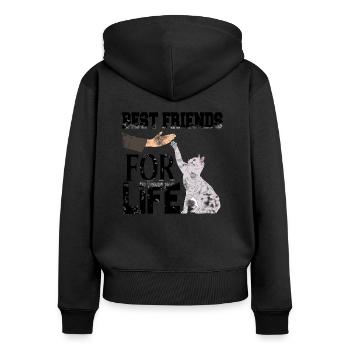 Katze Katzen - Frauen Premium Bio Zip Hoodie - Schwarz - Hinten - Julia (174cm)