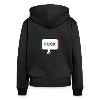 Fuck - jure mot - Sweat à capuche zippé Premium bio Femme - noir - Dos - Julia (174cm)