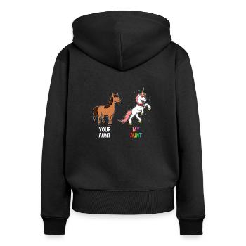Deine Tante Meine Tante Geschenk - Frauen Premium Bio Zip Hoodie - Schwarz - Hinten - Julia (174cm)