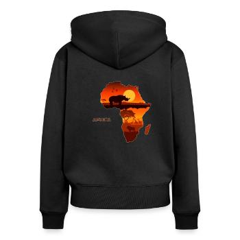 Afrique - Sweat à capuche zippé Premium bio Femme - noir - Dos - Julia (174cm)