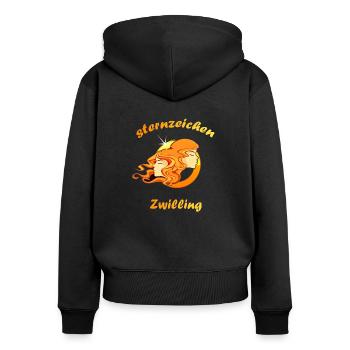 Sternzeichen Zwilling - Frauen Premium Bio Zip Hoodie - Schwarz - Hinten - Julia (174cm)