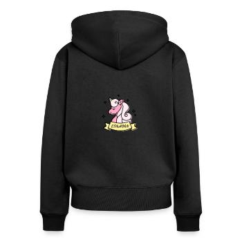 Licorne Licorne Licornes - Sweat à capuche zippé Premium bio Femme - noir - Dos - Julia (174cm)