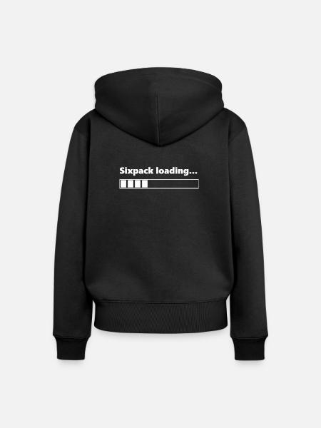 Sixpack Loading - Frauen Premium Bio Zip Hoodie - Schwarz