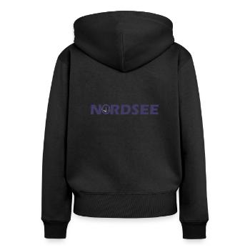 Nordsee - Frauen Premium Bio Zip Hoodie - Schwarz - Hinten - Julia (174cm)