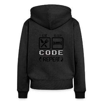 Programmierer - Frauen Premium Bio Zip Hoodie - Schwarz - Hinten - Julia (174cm)