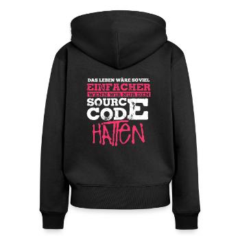 Programmierer - Frauen Premium Bio Zip Hoodie - Schwarz - Hinten - Julia (174cm)