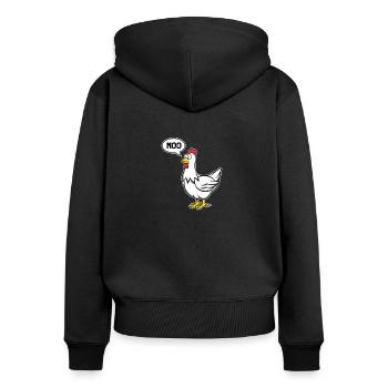 Huhn Moo Vogel Lustiges Geschenk - Frauen Premium Bio Zip Hoodie - Schwarz - Hinten - Julia (174cm)