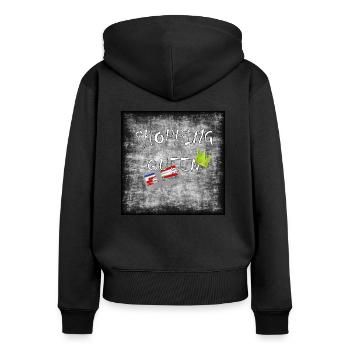Shopping queen - Sweat à capuche zippé Premium bio Femme - noir - Dos - Julia (174cm)
