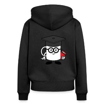 Gscheidhaferl - Geschenkidee - Frauen Premium Bio Zip Hoodie - Schwarz - Hinten - Julia (174cm)