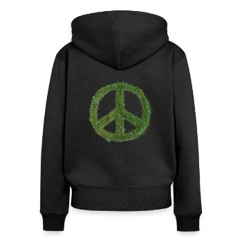 Peace Zeichen / Friedenssymbol - Frauen Premium Bio Zip Hoodie - Schwarz - Hinten - Julia (174cm)