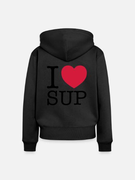 I Heart SUP - Frauen Premium Bio Zip Hoodie - Schwarz