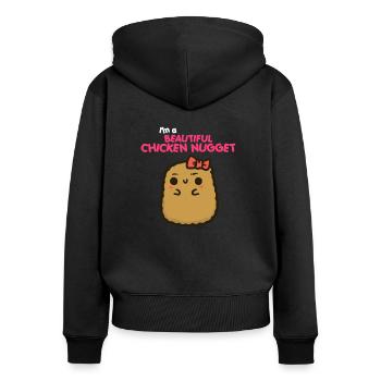 Chicken Nugget Enfants T-shirt - Sweat à capuche zippé Premium bio Femme - noir - Dos - Julia (174cm)