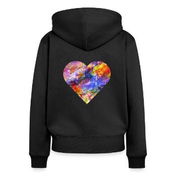 Ich liebe Farbe - Frauen Premium Bio Zip Hoodie - Schwarz - Hinten - Julia (174cm)